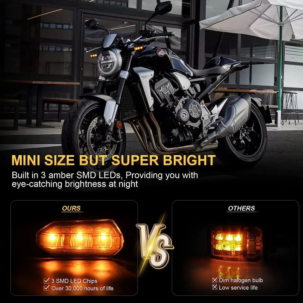 8mm Mini Motorcycle LED Turn Signal Lights Amber Flashing Light Blinker Turn Signal Lamp 12V Moto Indicator Lamp Accessories