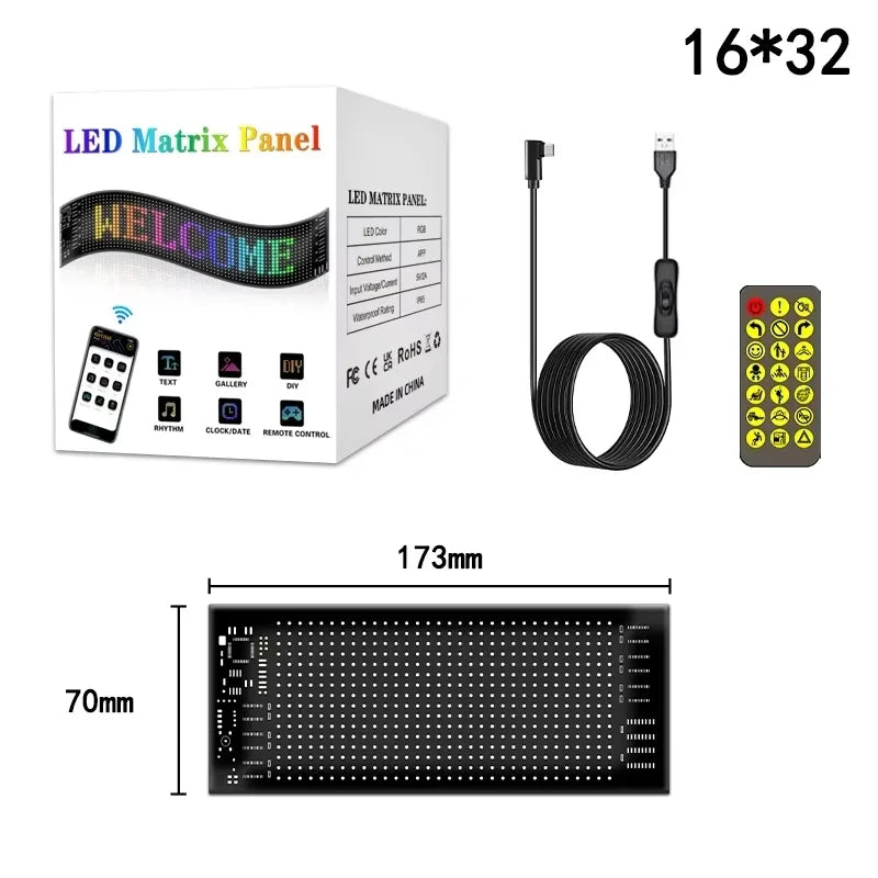 Car Flexible LED Display Soft Screen Devil Eyes Light Programmable Matrix Pixel Panel DIY Pattern Text Animation Display for Car