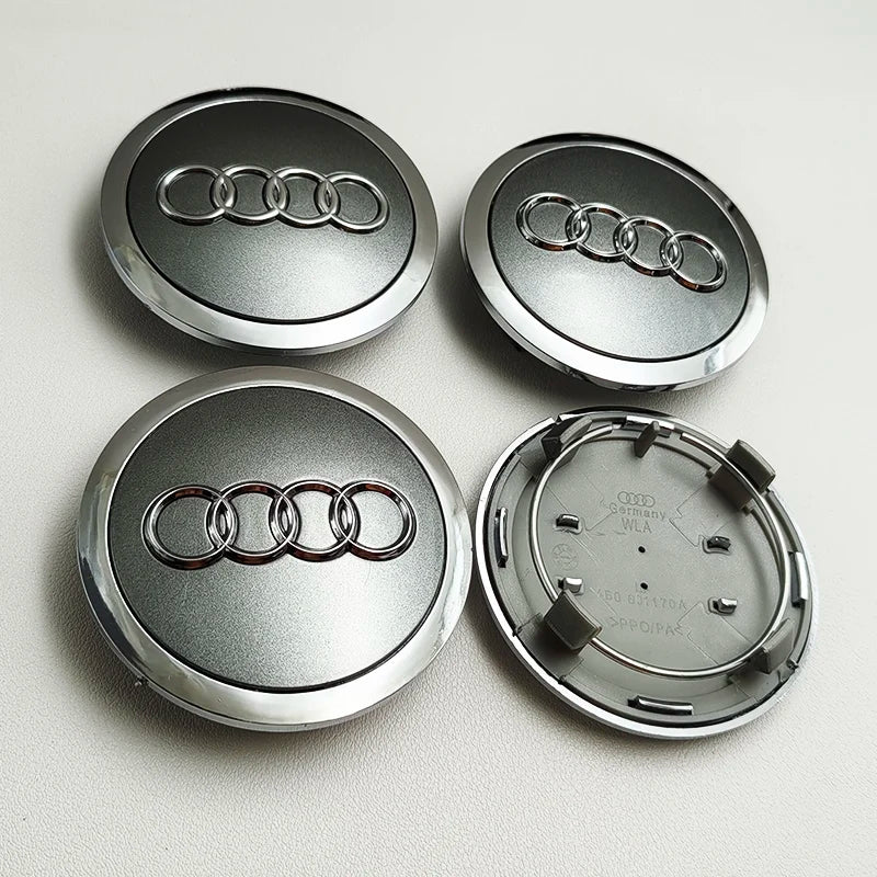 4pcs 69mm Black Grey Car Badge Wheel Center Hub Cap Rim Caps For Audi Emblem 4B0601170A A3 A4 A6 Q3 Q5 Q7 A5 A7 Q2 Accessories
