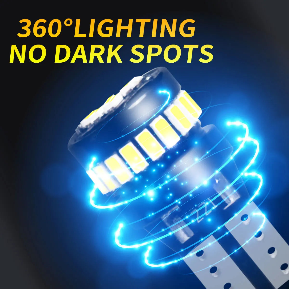 Canbus T10 W5W LED Small Bulbs with Ultra Powerful Bright 3014 24Chipsets 360Degree Lightings for Car Turn Signals