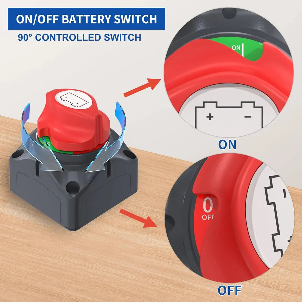 Battery Disconnect Switch 12V 48V RV Car Marine Battery Switch Copper Battery Cut Off Switch for Boat ATV UTV Vehicles