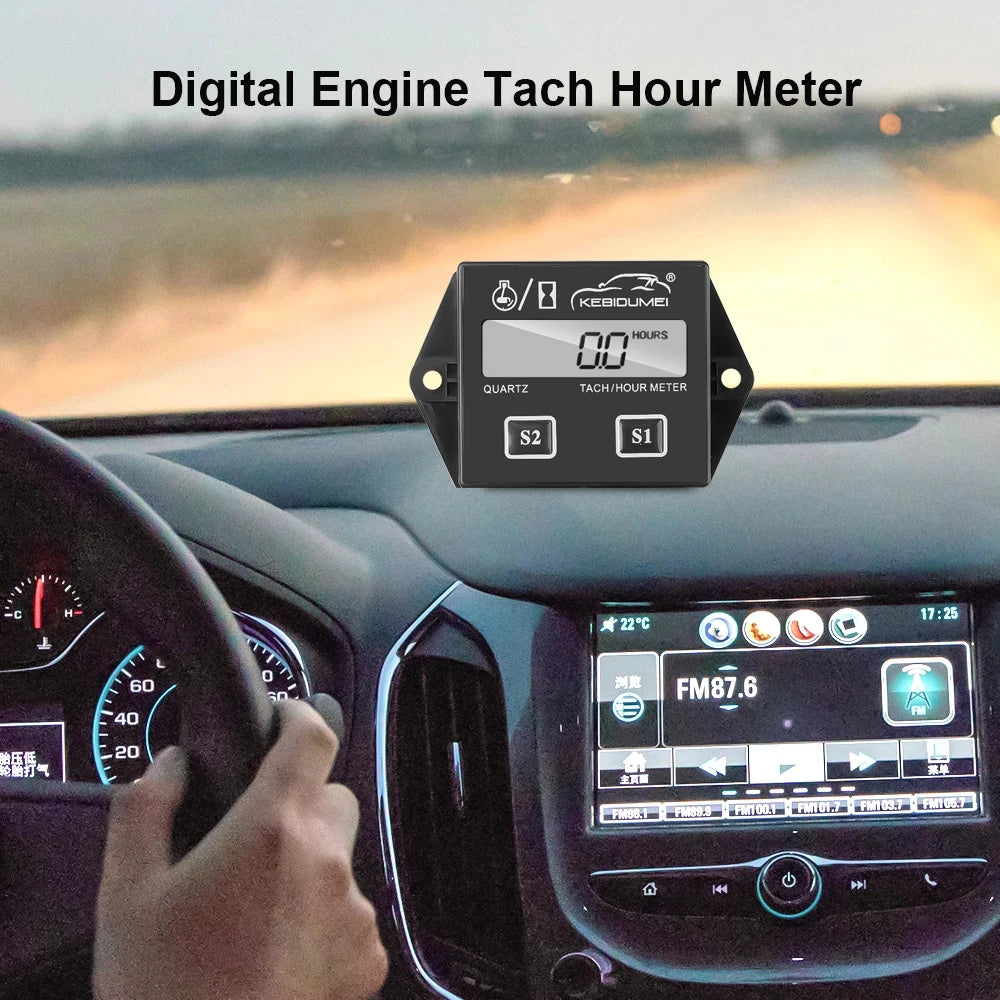 Digital Motor Speedmeter Engine  Hour Meter Tachometer Gauge RPM LCD Display For Gasoline 2/4 Stroke Boat Motorcycles Chainsaw