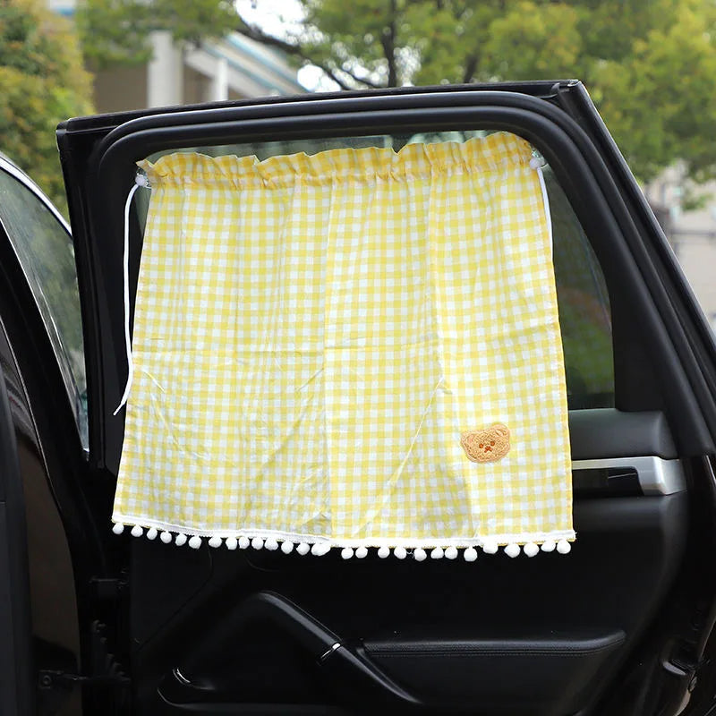 1pc Universal Car Sun Shade Curtains Cute Cartoon Bear Car Styling Rear Side Window Windshield Sunshade Protect Window Curtains