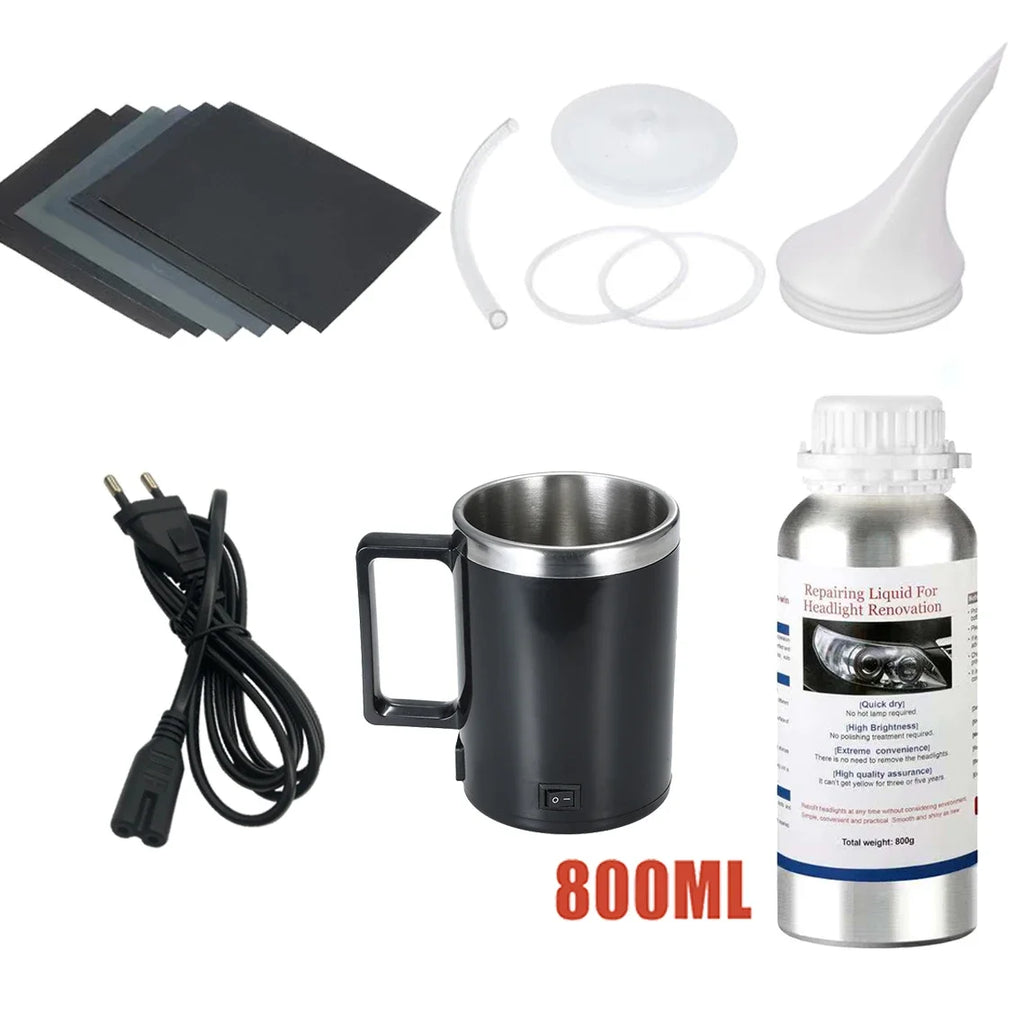 Car Headlight Polishing Kit 800ML Headlights Restoration Liquid Polymer Car Headlamp Renovation Repair Clean Kit Automobile Tool