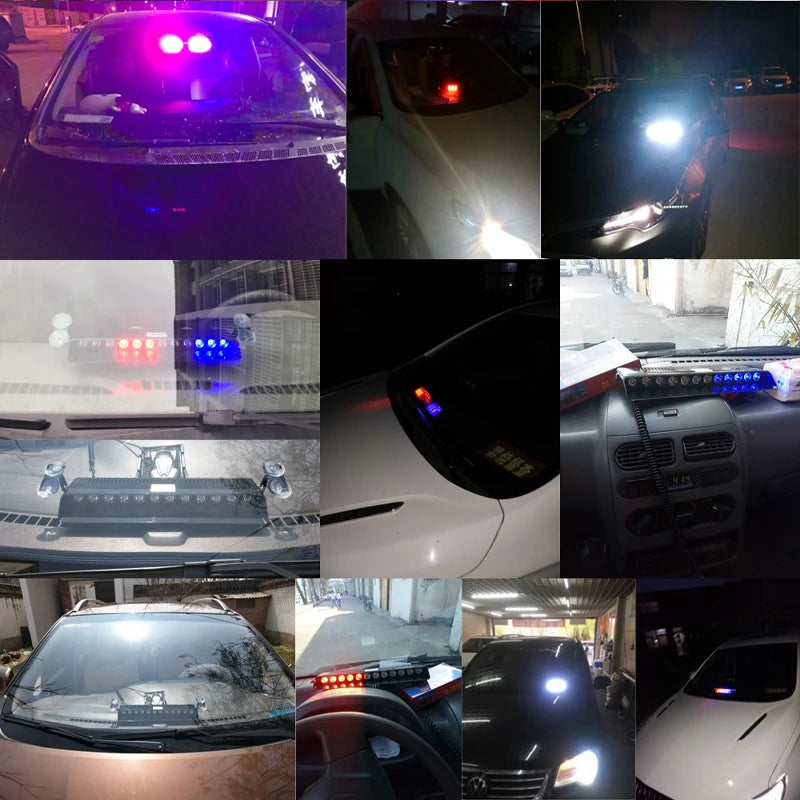 8LED Flashing Warning Lights Flasher Vehicle Red Blue Strobe Police Emergency Light Universal Remote Control Police Light