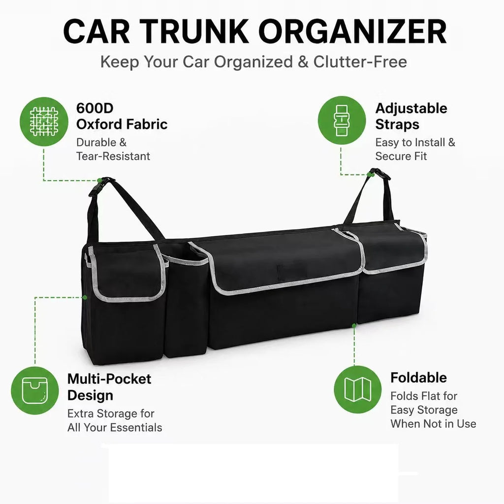 Versatile Oxford Cloth Car Trunk Storage Bag Rear Seat Back Hanging Vehicle Organizer Box for Automobile Interior
