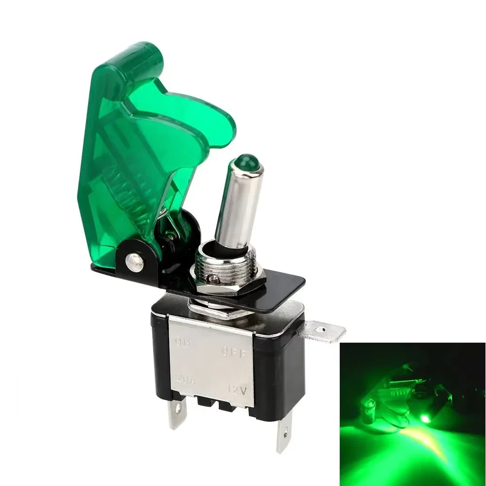 1PCS 12V 20A Toggle Switch LED Switch Car Auto Cover LED Light With Protective Cover SPST Toggle Rocker Switch Control On/Off