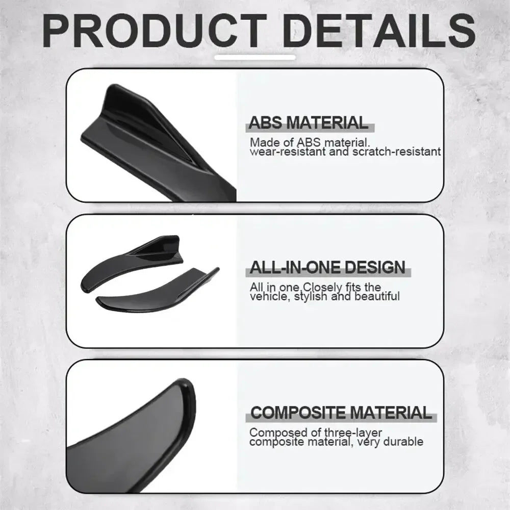1Pair Car Bag Corner Bumper Spoiler Front Rear Lip Anti-Collision Universal Car Side Skirt Anti Collision Rear Corner Accessory