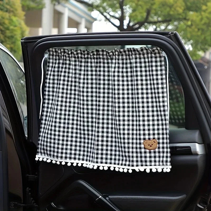 1pc Universal Car Sun Shade Curtains Cute Cartoon Bear Car Styling Rear Side Window Windshield Sunshade Protect Window Curtains