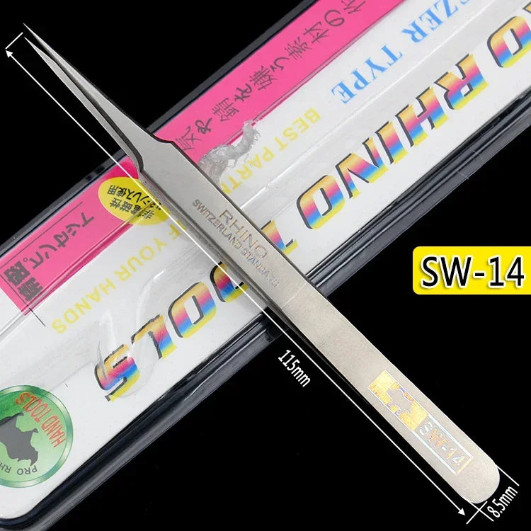 Durable RHINO RH Japanese Tweezers Sharp Hard High Precision for Small Objects Watch Phone Repair