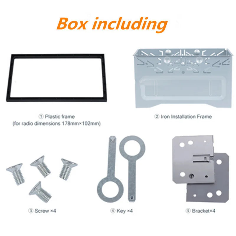 2Din Stereo Radio Cage Frame Unit Universal DVD Player Box Fascia Panel Plate Case Audio Dash Mounting Frame Kit  Accessories