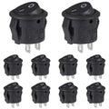 20pcs/10pcs Black Rocker Switch 2 Pin Mini round Toggle 3A 250V 6A 125V 15MM Circle on off Rocker Switches for RV Car Truck Boat