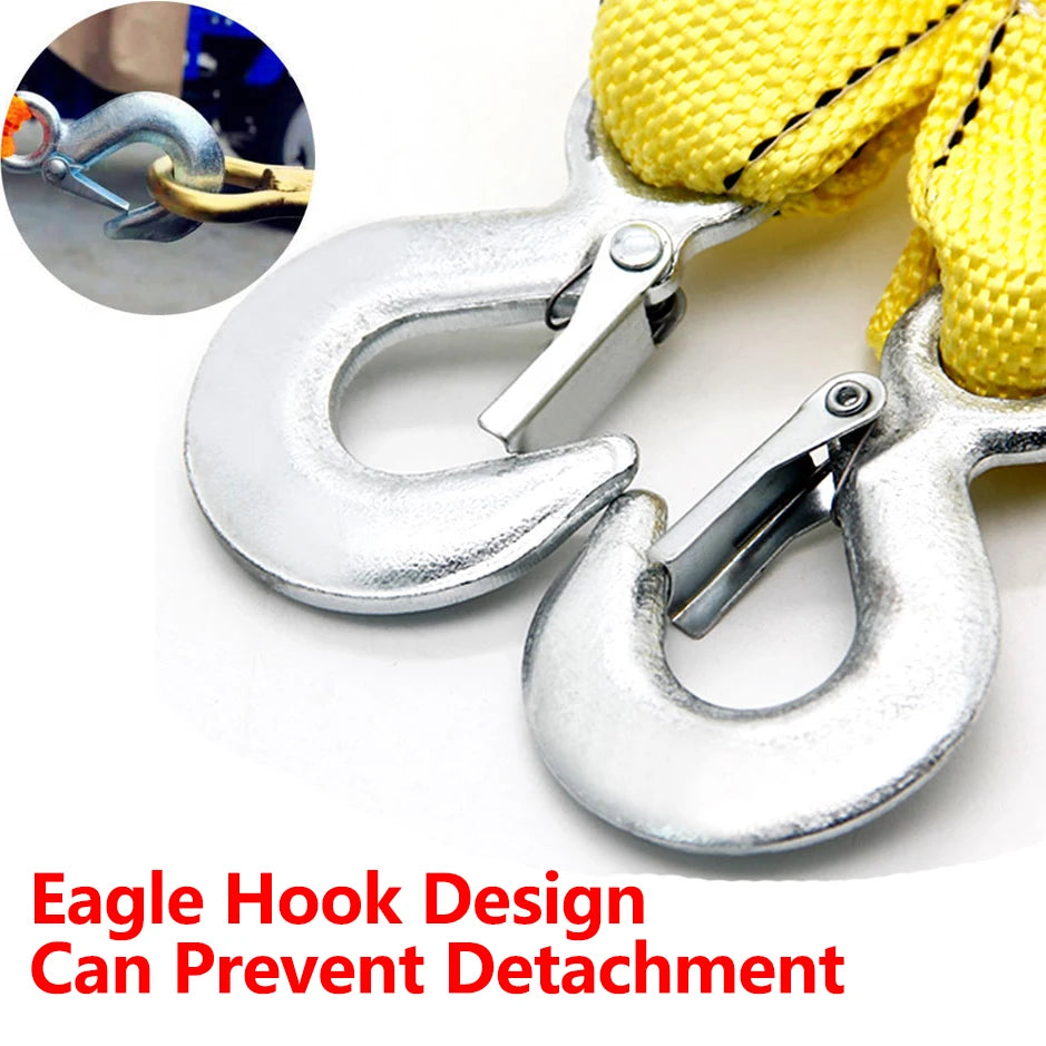 Universal Car Tow Cable Heavy Duty 5 Ton Trailer Rope Towing Pull Rope Strap Hooks Van Road Recovery Car Accessories