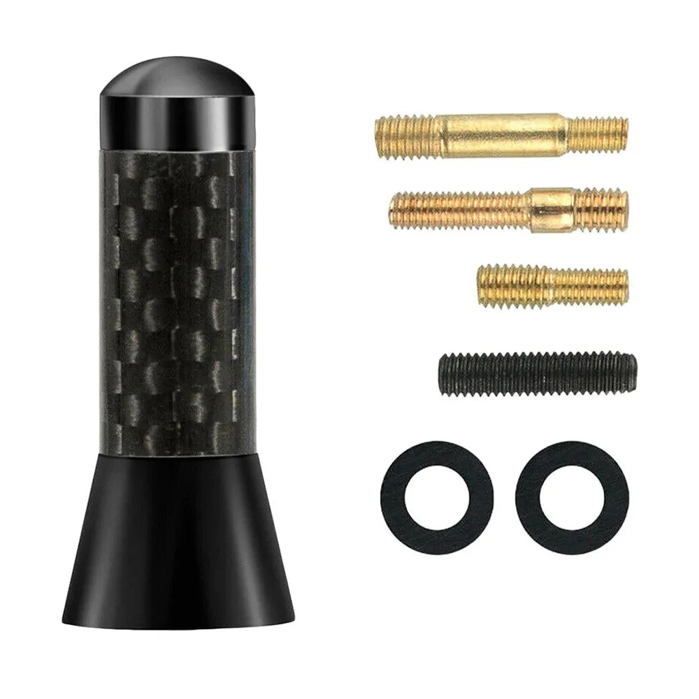 3.5cm Universal Car Short Radio Antenna Carbon Fiber Black Car Roof Antenna Radio Aerial FM/AM Metal Receiving Antennas