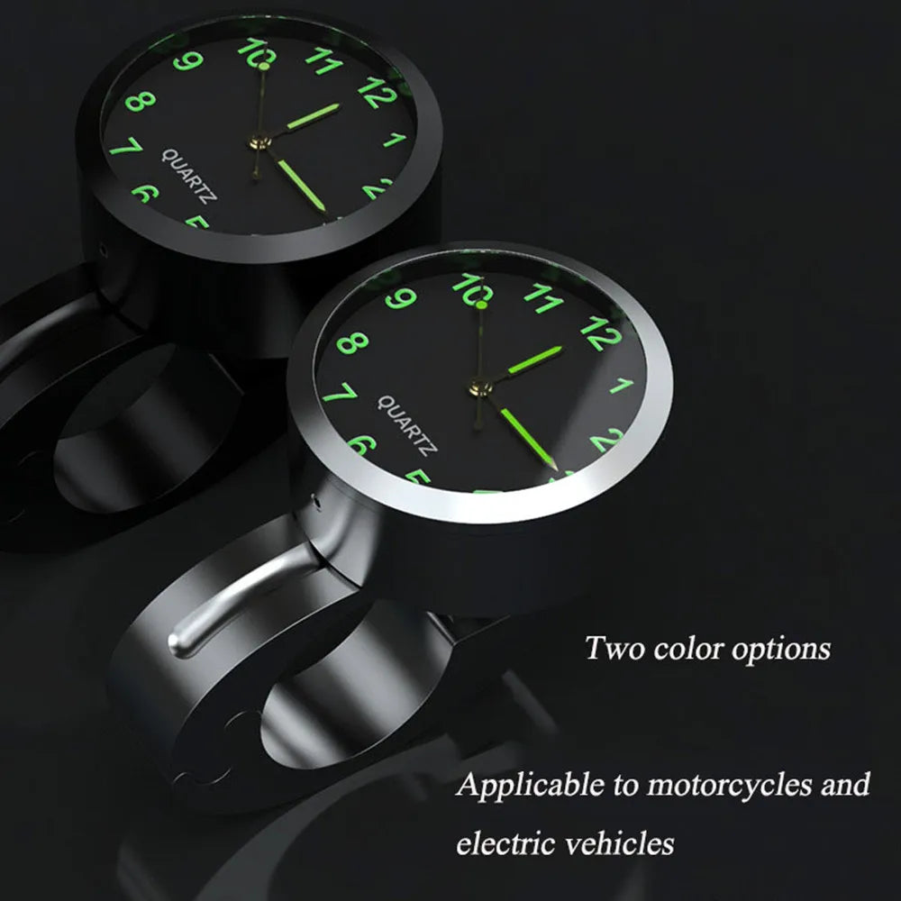 Universal 7/8 Waterproof Chrome Motorcycle Bike Handlebar Mount Quartz Clock Watch Aluminum Luminous Clock Moto Accessories