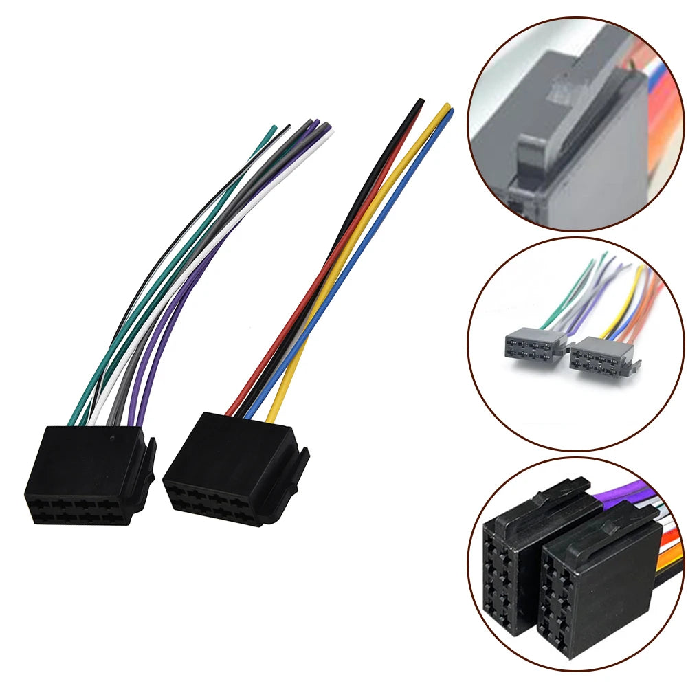 Car Stereo Radio ISO Cable Adapter ABS Universal Male Plug To Female Connector Wiring Harness Automobile Accessories