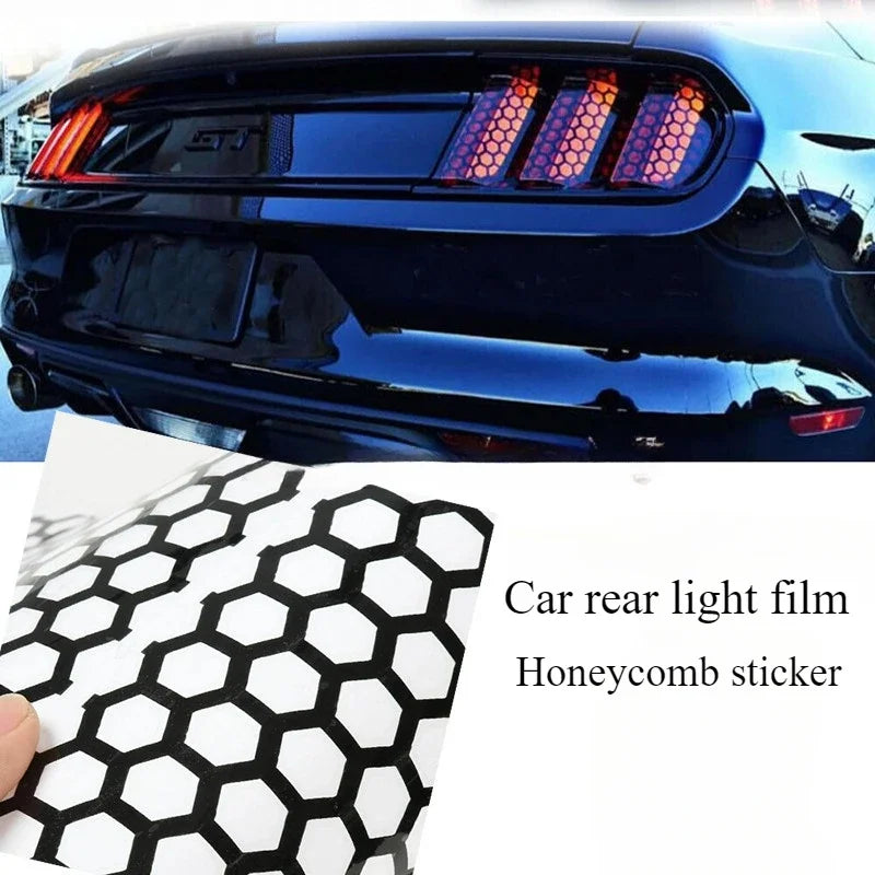 Car Honeycomb Stickers Car Stylish Tail Lights DIY Hollow Protector Decals Auto Rear Lamp Decoration Wrap Film Sticker 48*30cm