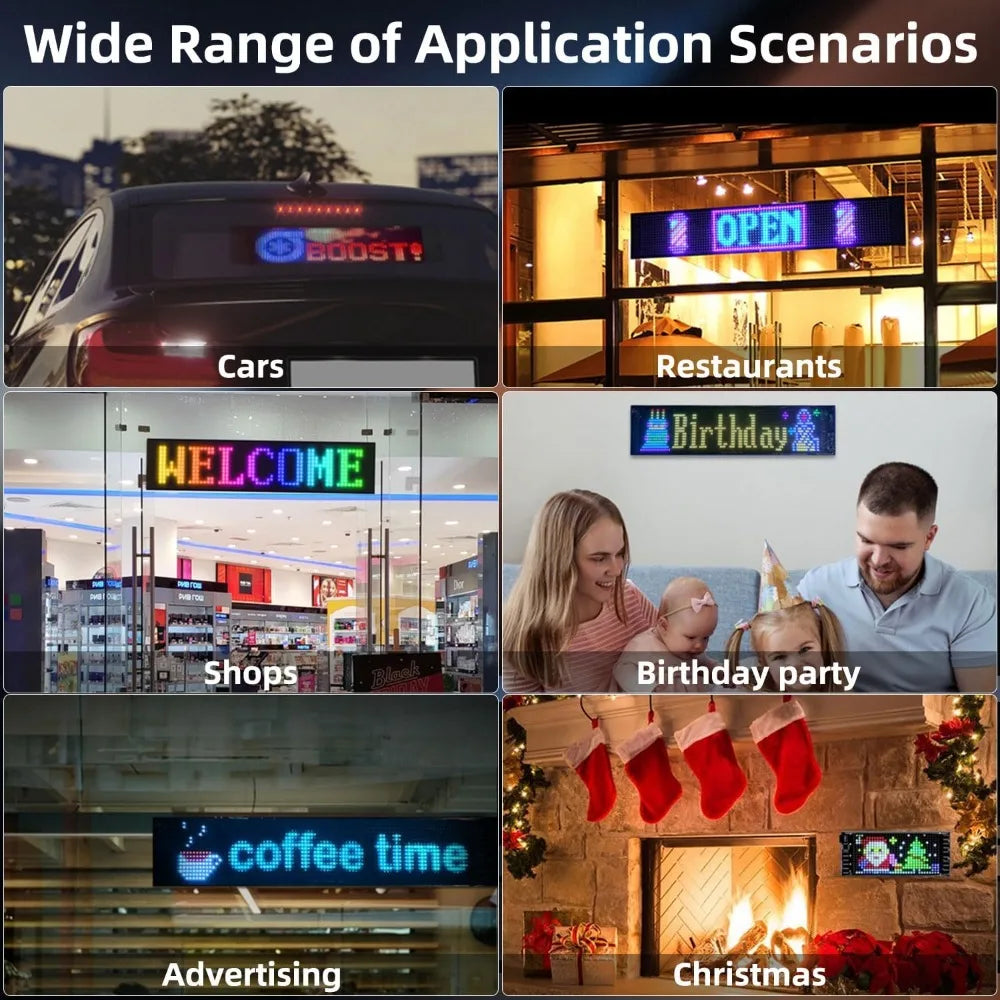 Car Flexible LED Display Soft Screen Devil Eyes Light Programmable Matrix Pixel Panel DIY Pattern Text Animation Display for Car