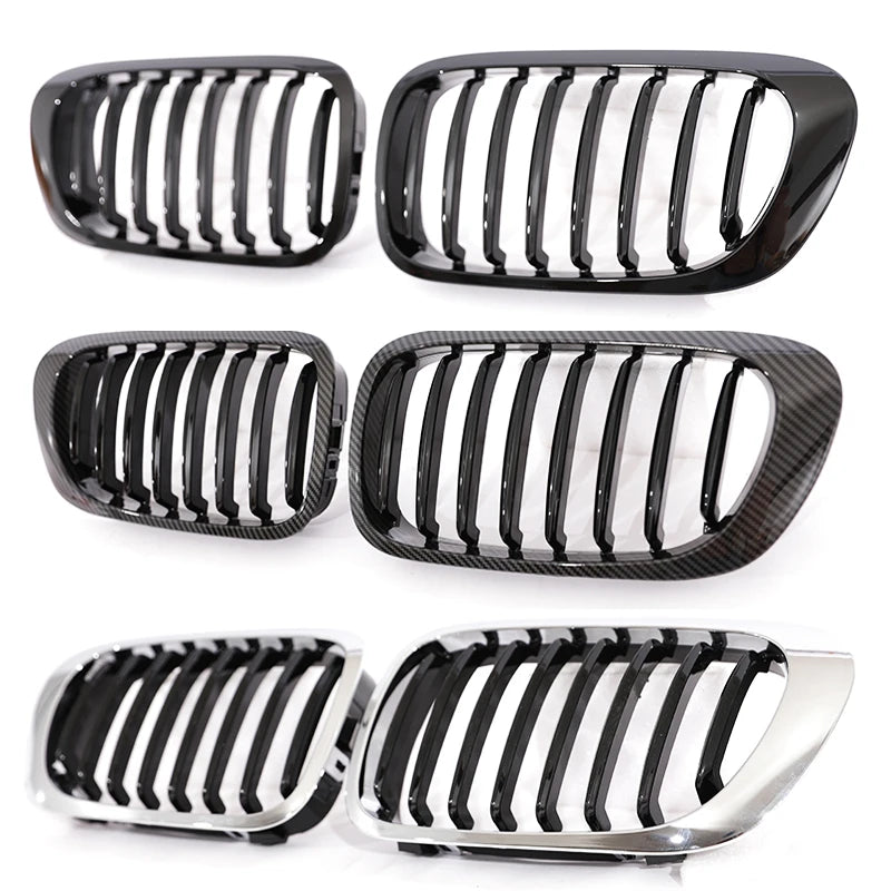 Single Slat Grill Kidney Carbon Chrome Grille For 3 Series E46 2-Door 1998-2002 Pre-Facelift & 2000-2007 E46 M3 Coupe Cabriolet