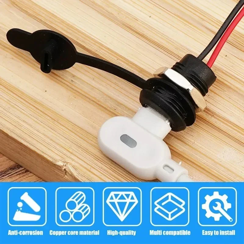 1/20pcs USB Type C Connector Type-C Waterproof with Nut Locking Plate Female TPC Waterproof High Current Fast Charging Jack Port
