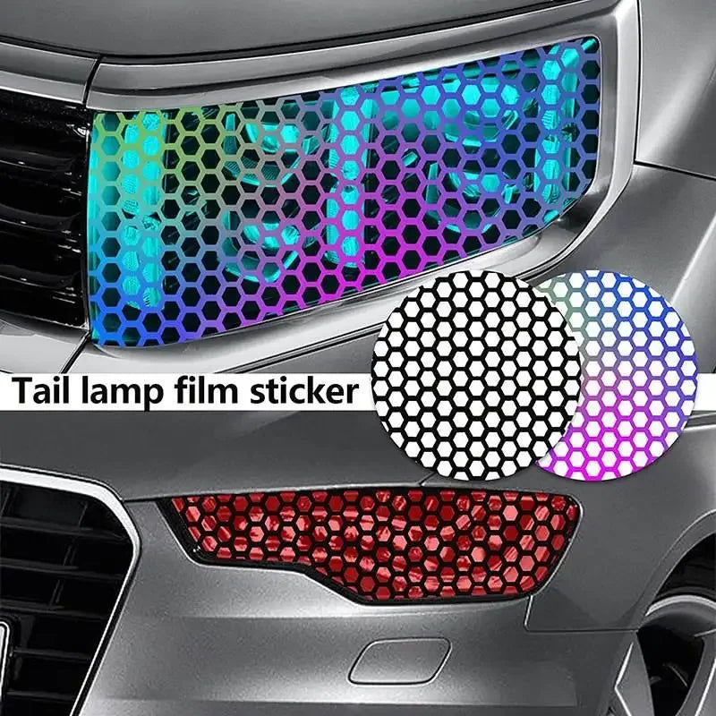 Car Honeycomb Stickers Car Stylish Tail Lights DIY Hollow Protector Decals Auto Rear Lamp Decoration Wrap Film Sticker 48*30cm