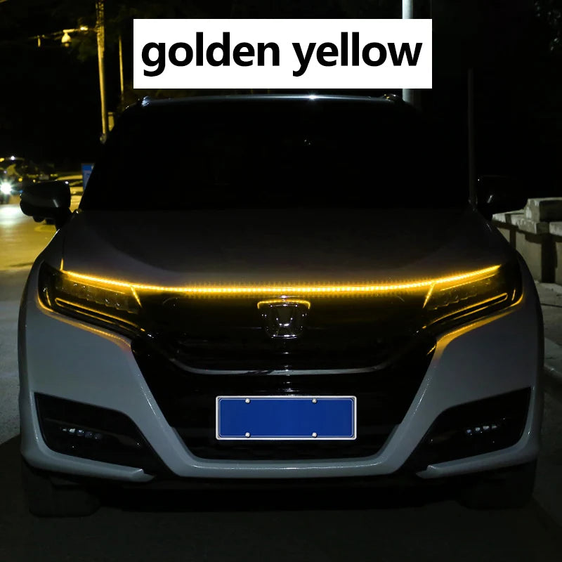 1.2M/1.5M/1.8M Car DRL Led Lights Strip For Hood Flexible Car Engine Cover Decoration Headlight Universal Daytime Running Lights