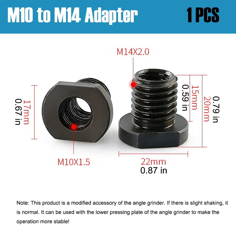 Angle Grinder Thread Conversion Adapter M10 M14 16 Nut Connecting Rod Internal to External Thread Power Tool DIY Accessories 1pc