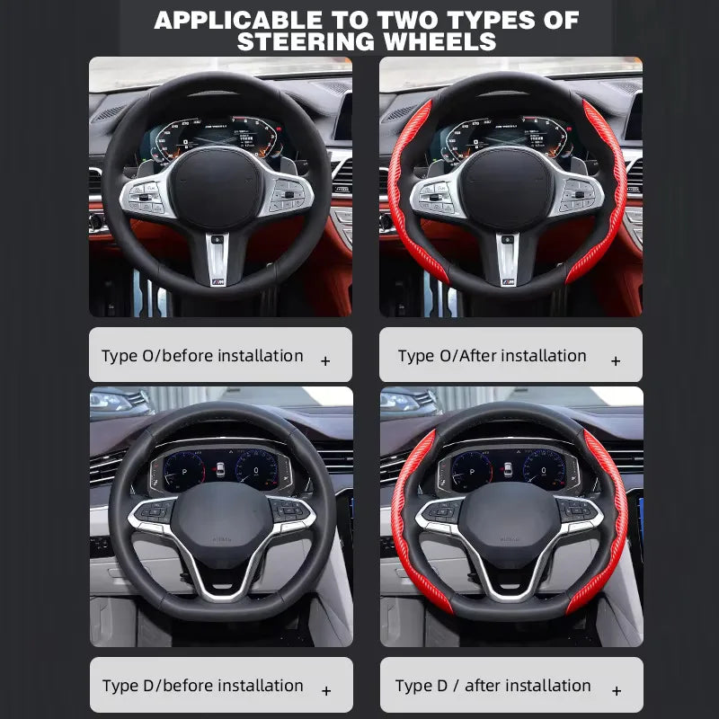 Car Universal 38cm Carbon Fiber Car Steering Wheel Cover Non-slip Card Cover Auto Steering Wheel Handle Booster Protective Cover